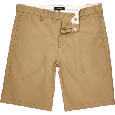Brown slim chino shorts